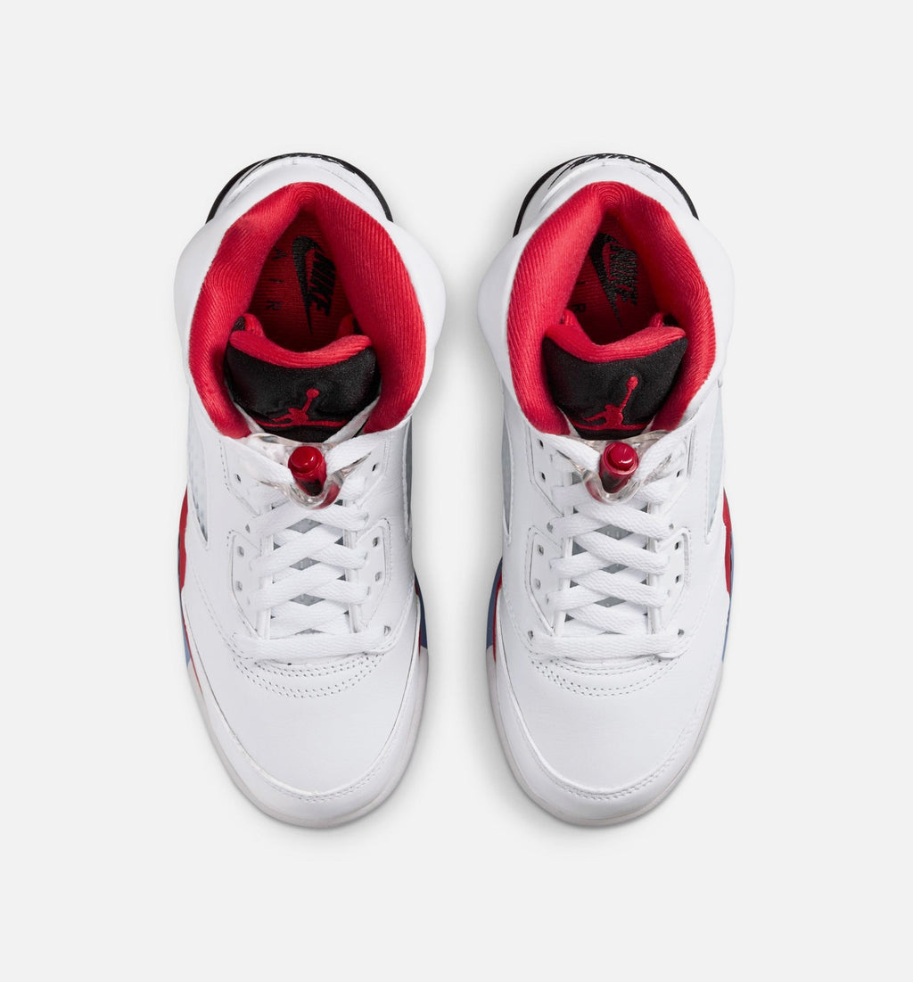 Air Jordan 5 Retro Fire Red | Grade School Lifestyle Shoe | White/Fire Red/Black