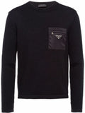 Prada logo-patch ribbed-sleeve sweater