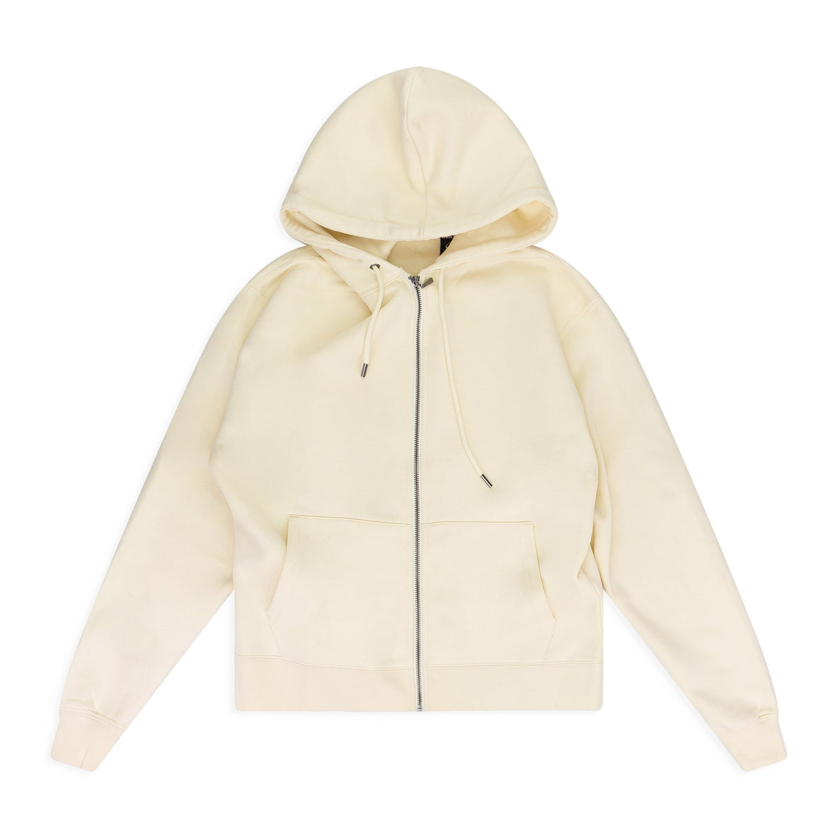 Cream Basic Zip Hoodie