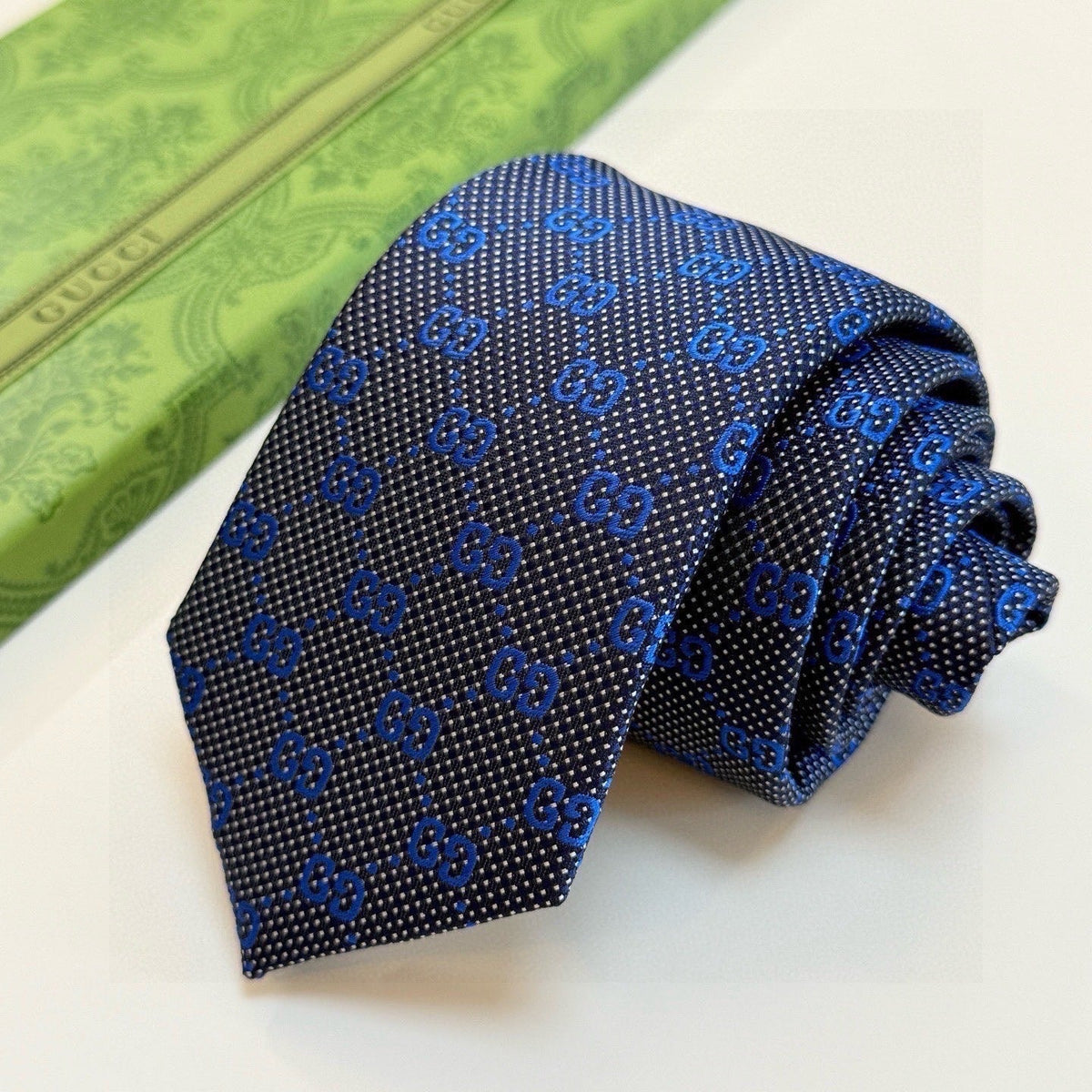 Gucci Style Men's GG Monogram Silk Tie