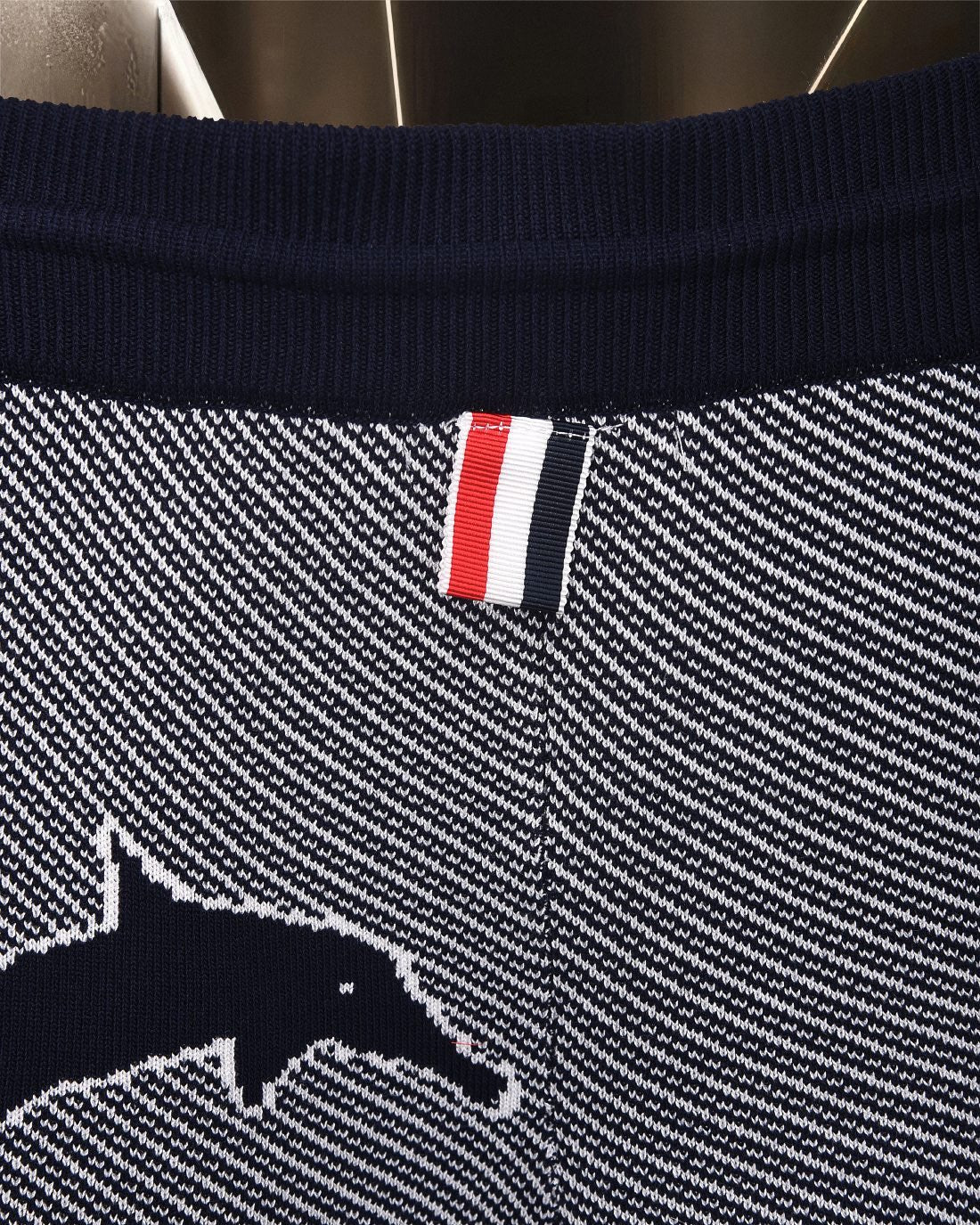 Thom Browne Style Four-Bar Stripe Knit Shorts