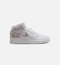 Air Jordan 1 Mid SE Grade School Sneakers - White / Silver