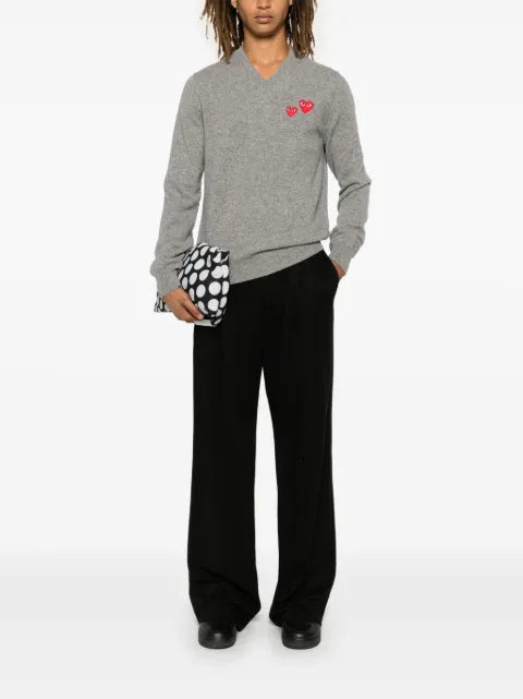 Comme Des Garçons Play double heart-patch sweater
