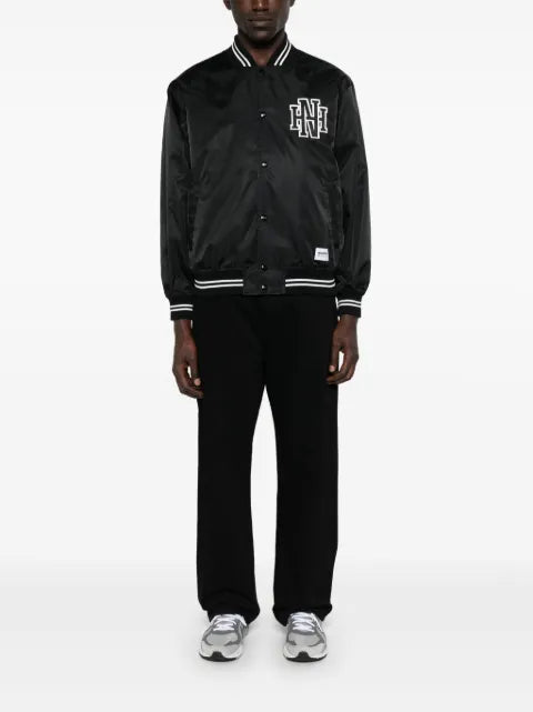 Neighborhood logo-patch baseball jacket