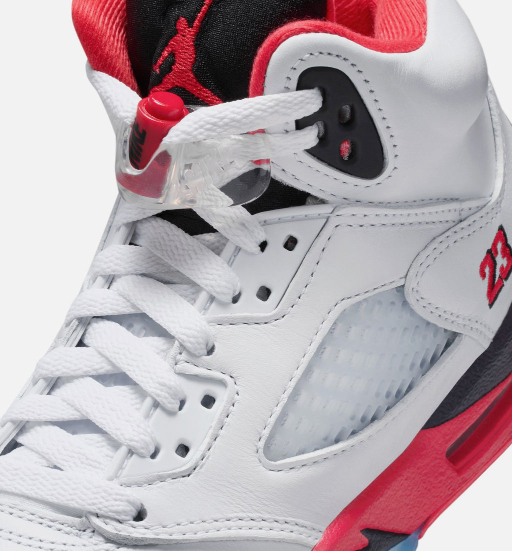 Air Jordan 5 Retro Fire Red | Grade School Lifestyle Shoe | White/Fire Red/Black