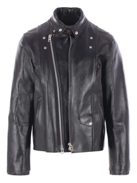 sacai snap-fastening leather jacket