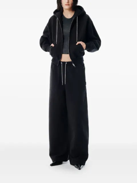 Alexander Wang rhinestone-drawcord zip-up hoodie