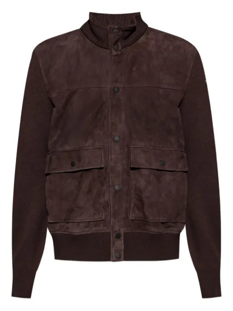 Moncler suede knitted panel cardigan