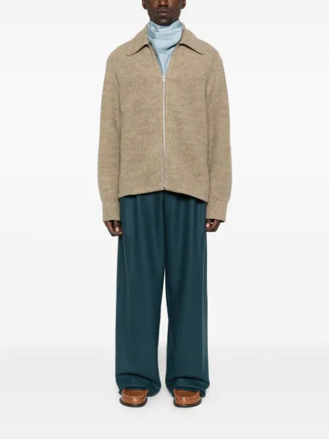 Jil Sander zip-fastening collared wool jacket
