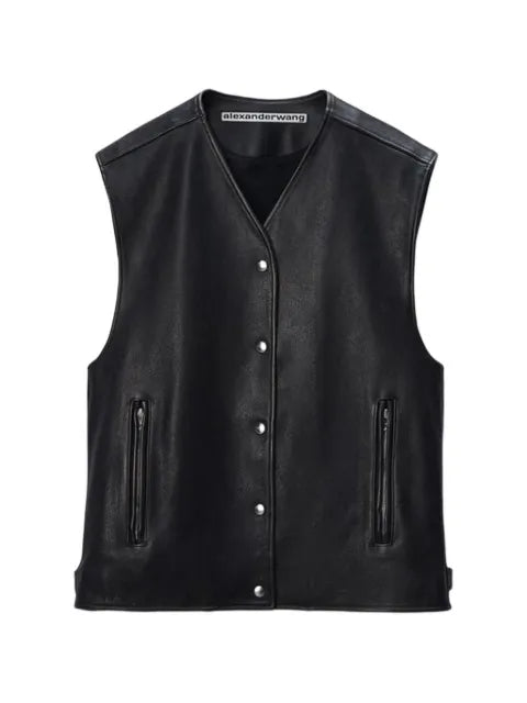 Alexander Wang boxy moto vest in leather