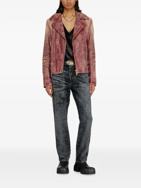 Diesel biker crackled-leather jacket