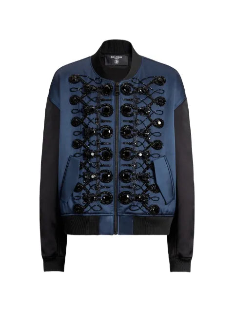 Balmain satin military bomber jacket