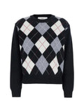 DUNST Argyle crewneck wool sweater