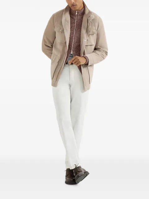 Brunello Cucinelli virgin wool, silk and cashmere chiné cardigan