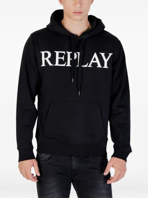 Replay logo-print drawstring hoodie