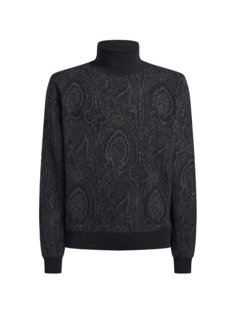 ETRO wool-blend jacquard turtleneck with arnica-motif