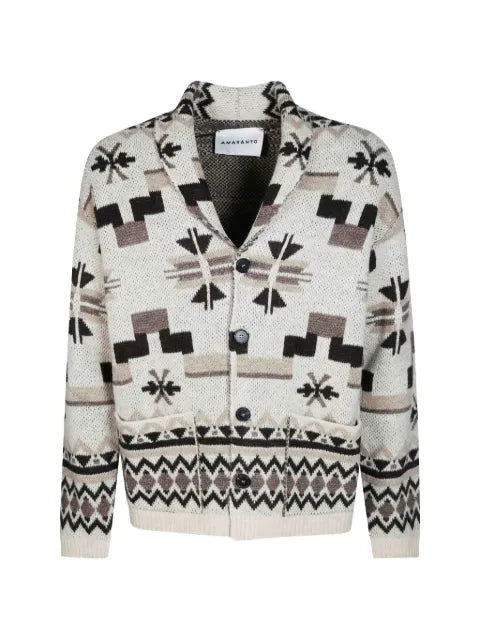 AMARÁNTO geometric-pattern shawl-collar cardigan