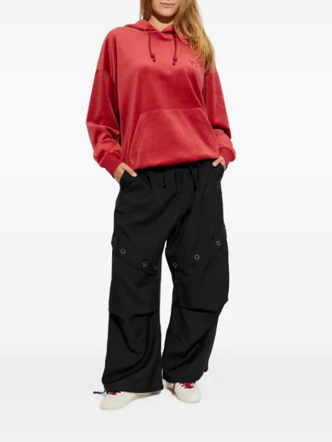 Y-3 logo-embroidered velvet hoodie