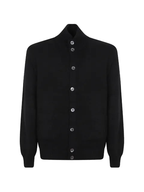 Cruciani high-neck buttoned knit cardigan