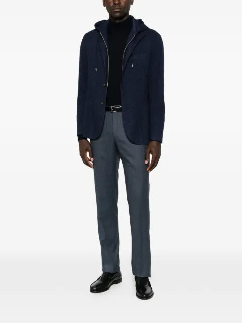 Eleventy hooded waffle-knit jacket