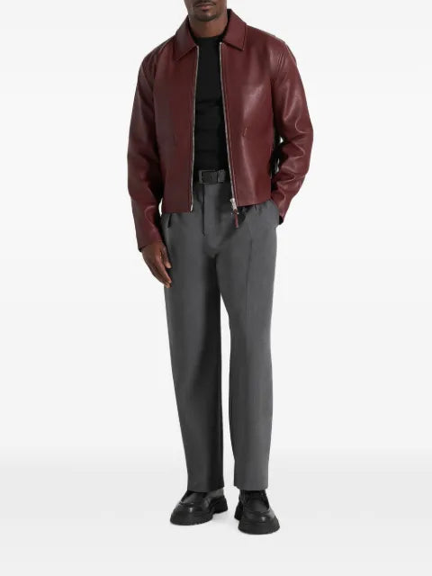 Manière De Voir Yves in wine red minimal leather jacket