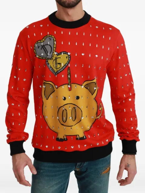 Dolce & Gabbana crystal-embellished piggy-bank sweater