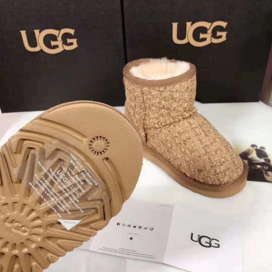 Kids Chanel-Style Snow Boots — Chic Chestnut | New Arrival | In Stock