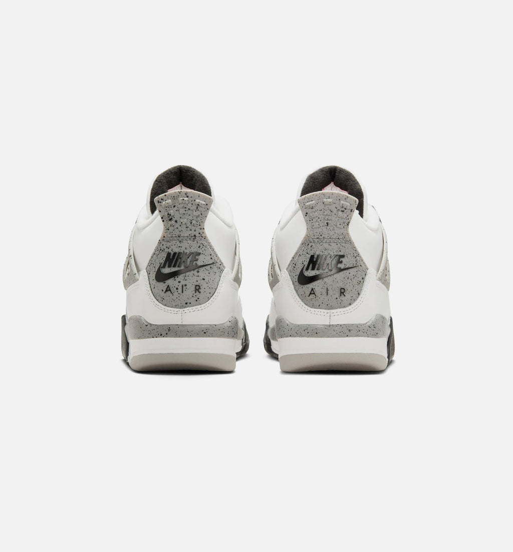 Air Jordan 4 Retro White Cement Grade School Shoes - Summit White Fire Red Cement Grey Black