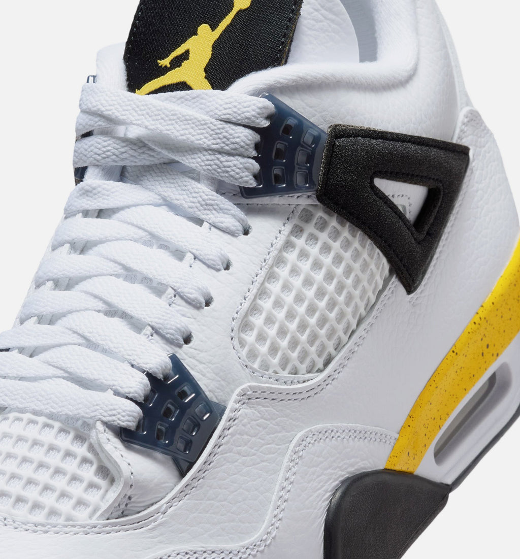Air Jordan 4 Retro Rare Air Tour Yellow Men's Sneakers - White/Dark Blue Grey/Black/Tour Yellow