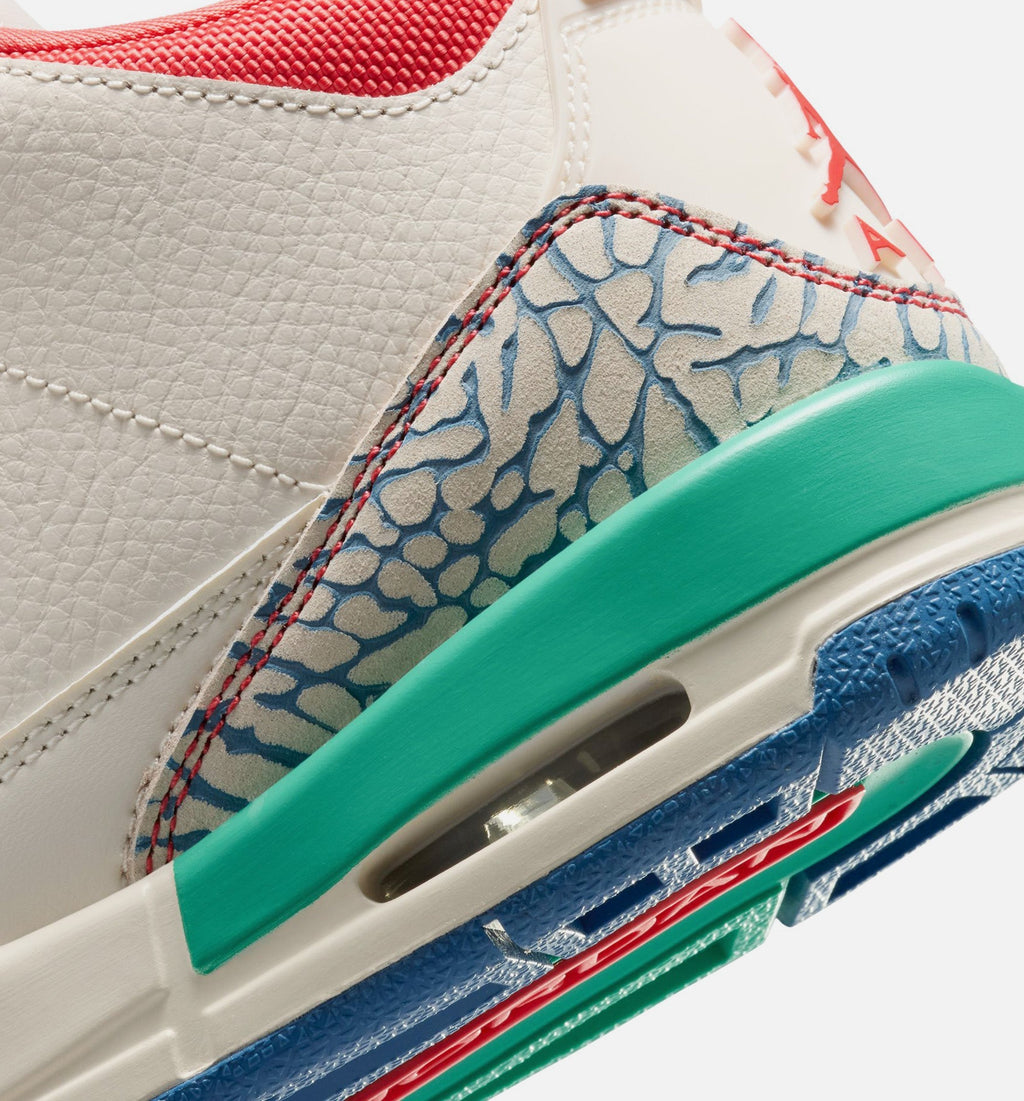 Air Jordan 3 Retro 'Play Your Way' Grade School - Chalk/Track Red/True Blue/Kinetic Green