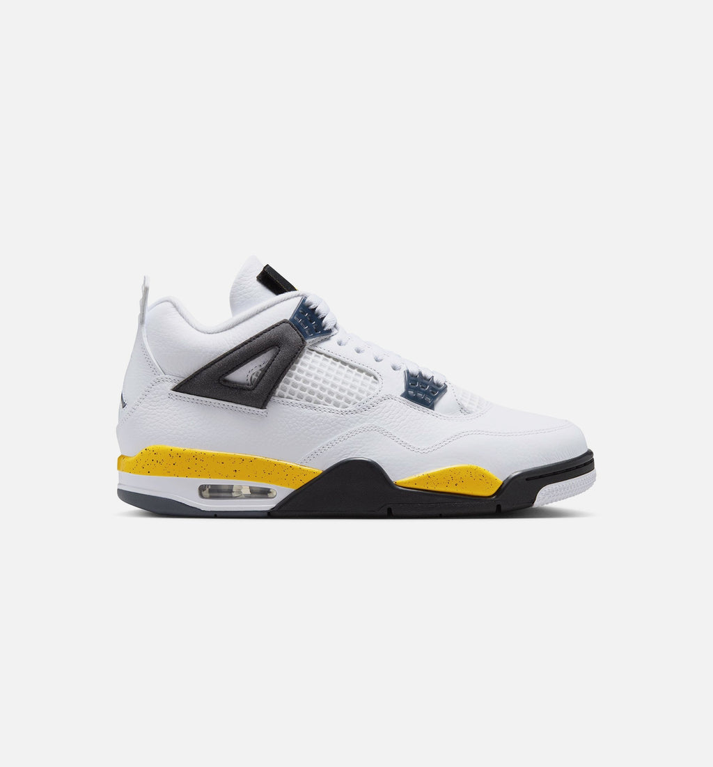 Air Jordan 4 Retro Rare Air Tour Yellow Men's Sneakers - White/Dark Blue Grey/Black/Tour Yellow