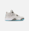 Air Jordan 4 Retro Preschool Lifestyle Shoe - Photon Dust/Blue Chill/Flat Pewter/White/Blue Tint