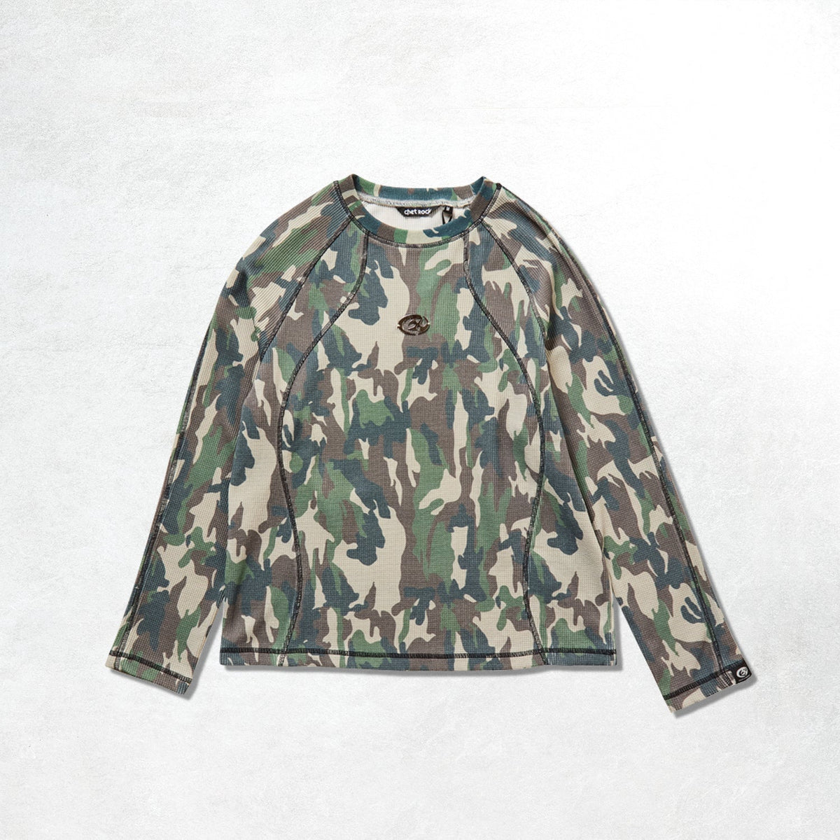 Chet Rock Trek Waffle Top: Green Camouflage