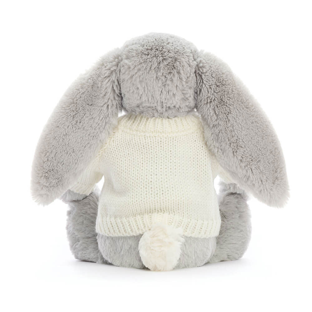 Bashful Silver Bunny with Personalized Cream Jumper