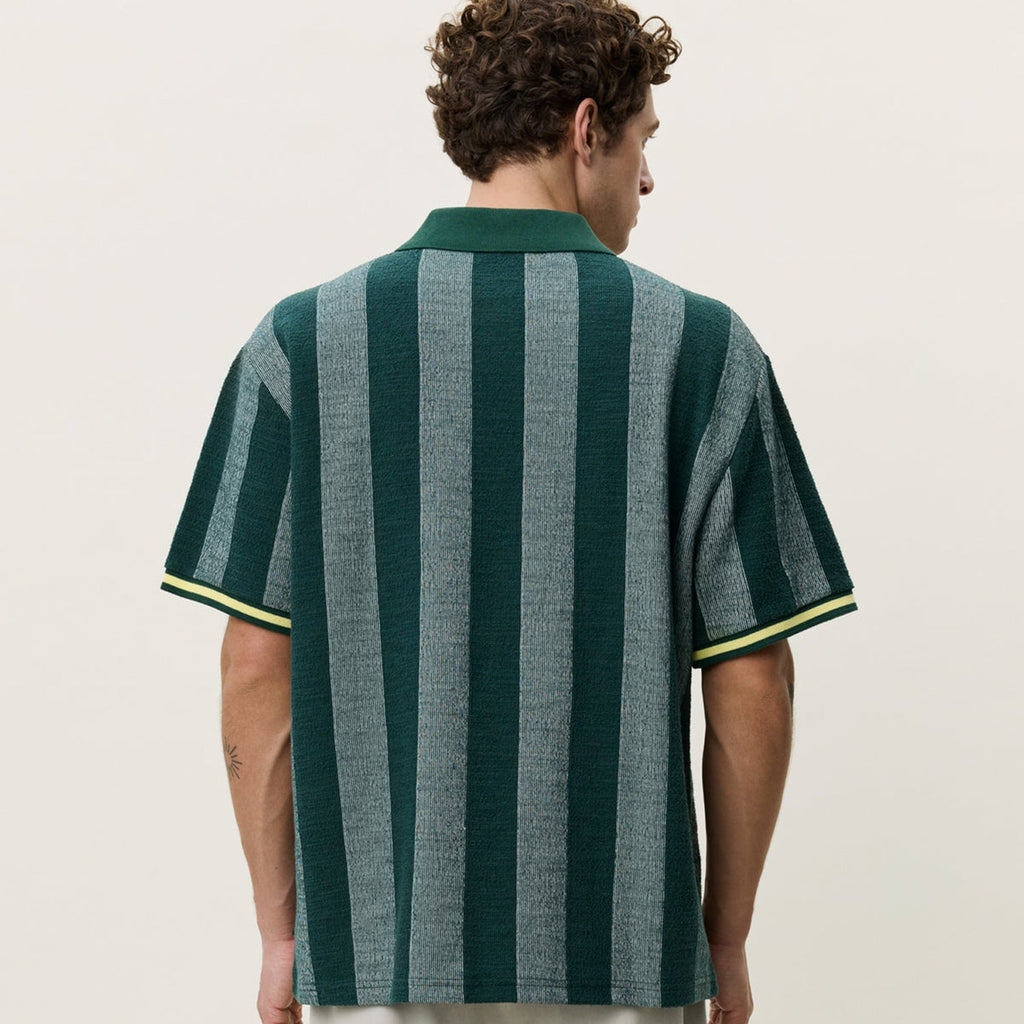 Les Deux Stripe Jacquard Football Jersey: Pine Green