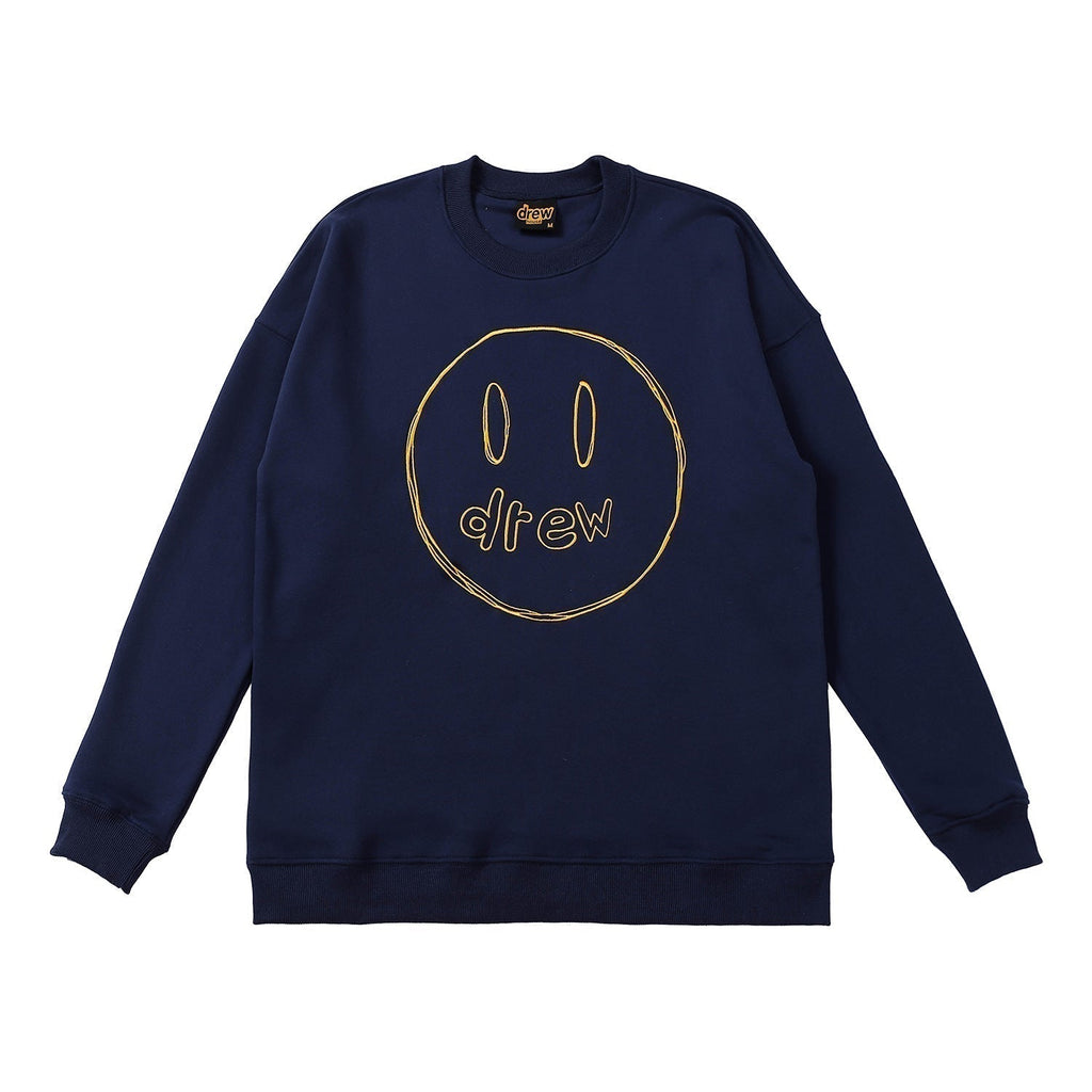 Drew House Sweatshirts Unisex Sketch Smiley Face Crew Neck Sweatshirts