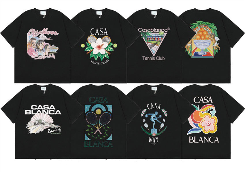 Casablanca Multi‑Print Tennis Floral Graphic Oversized Tee Streetwear