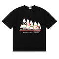 Rhude Regatta Racing Champions Sailboat Monaco Black Oversized T‑Shirt