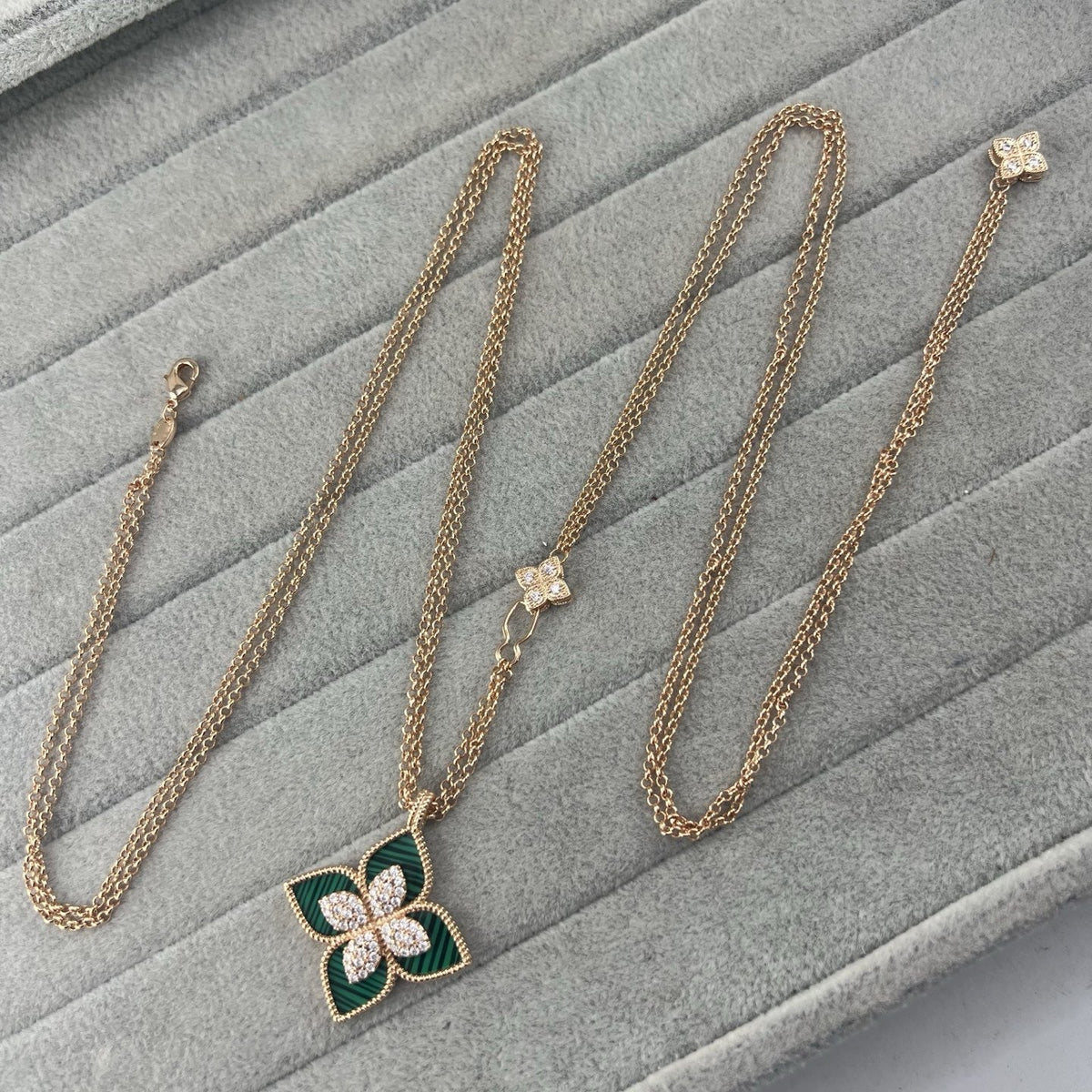 Roberto Coin Style Four-Leaf Clover Cubic Zirconia Necklace