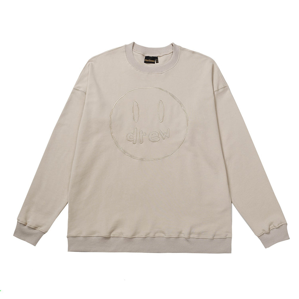 Drew House Sweatshirts Unisex Sketch Smiley Face Crew Neck Sweatshirts
