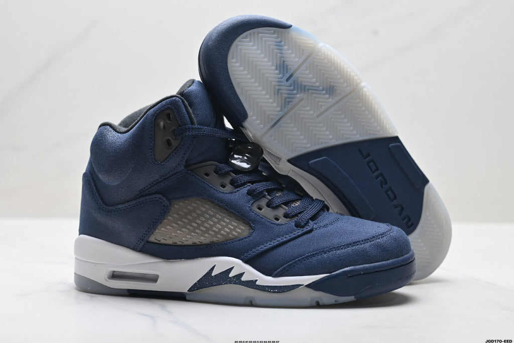 Air Jordan 5 Retro Navy Blue White Sneakers