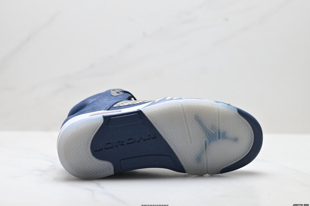 Air Jordan 5 Retro Navy Blue White Sneakers