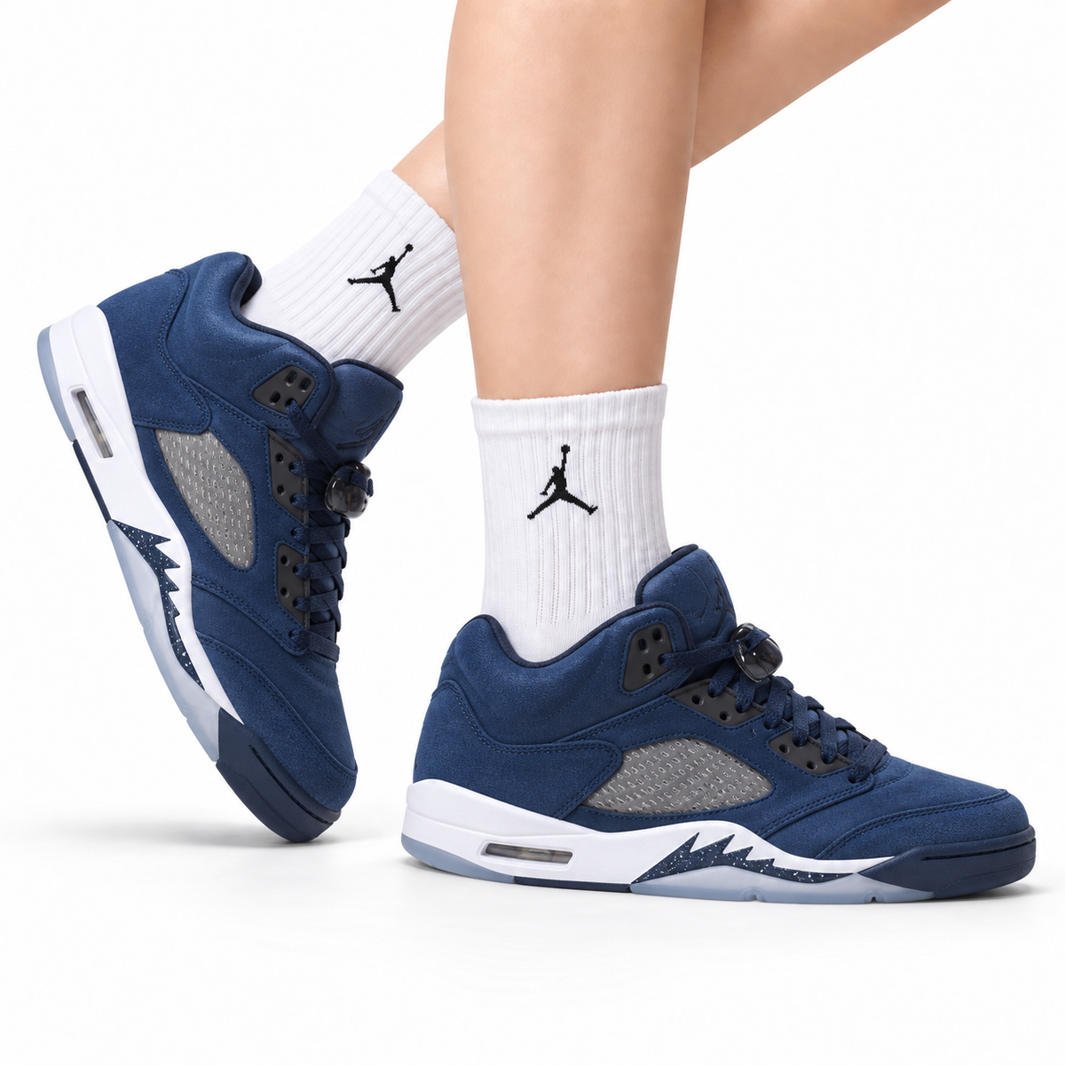 Air Jordan 5 Retro Navy Blue White Sneakers