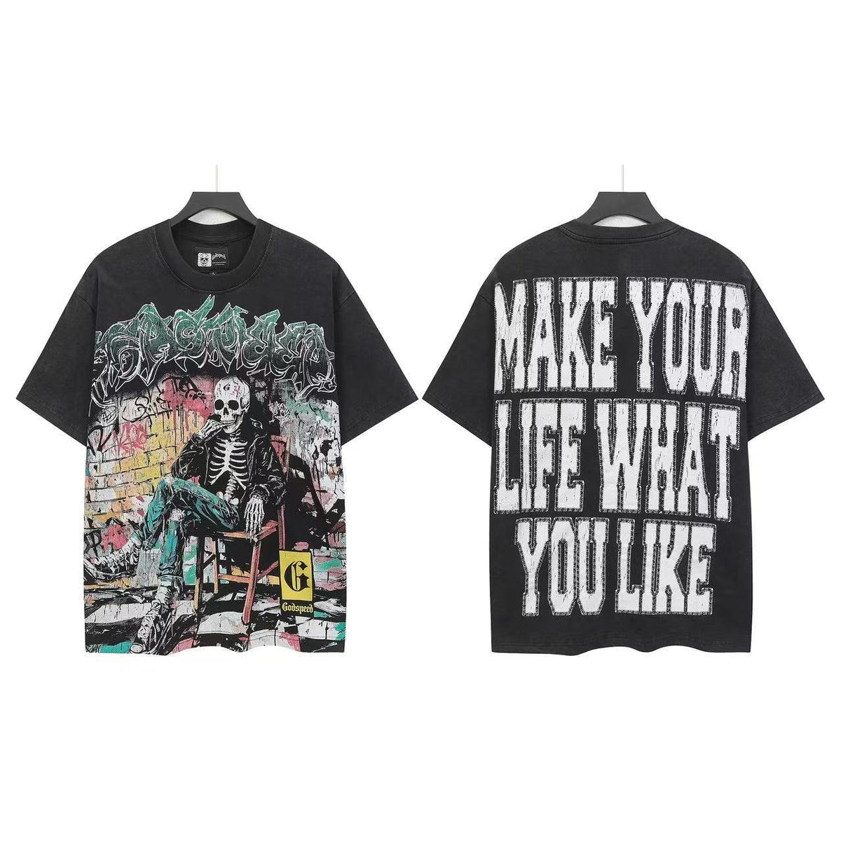 Godspeed Make Your Life Skeleton Graphic T-Shirt