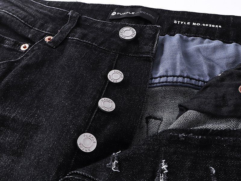 Purple Brand Black Distressed Paint-Splatter Jeans