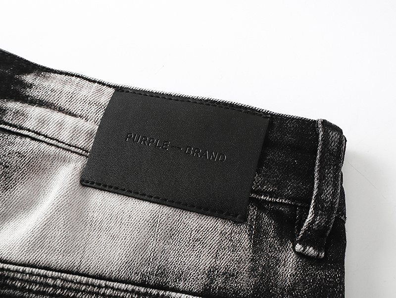 Purple Brand Washed Distressed Paint-Effect Jeans
