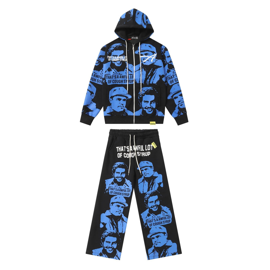 THAT'S A AWFUL LOT OF COUGH SYRUP Rising Star Graphic Zip Hoodie & Sweatpants Matching Set