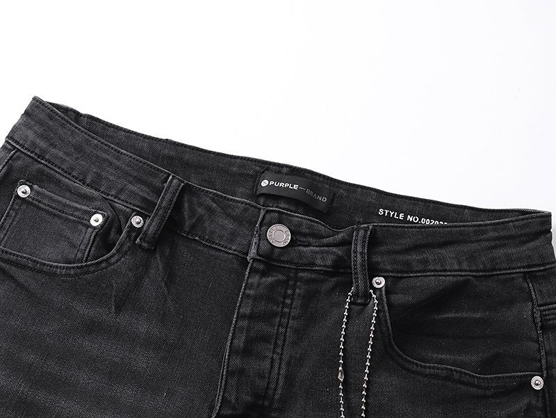 Purple Brand Black Paint-Splatter Distressed Flared Jeans