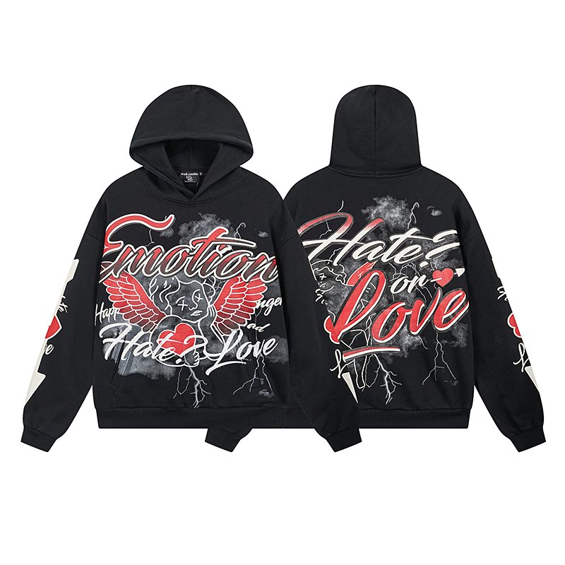 MIXED EMOTION Street Graffiti Graphic Hoodie