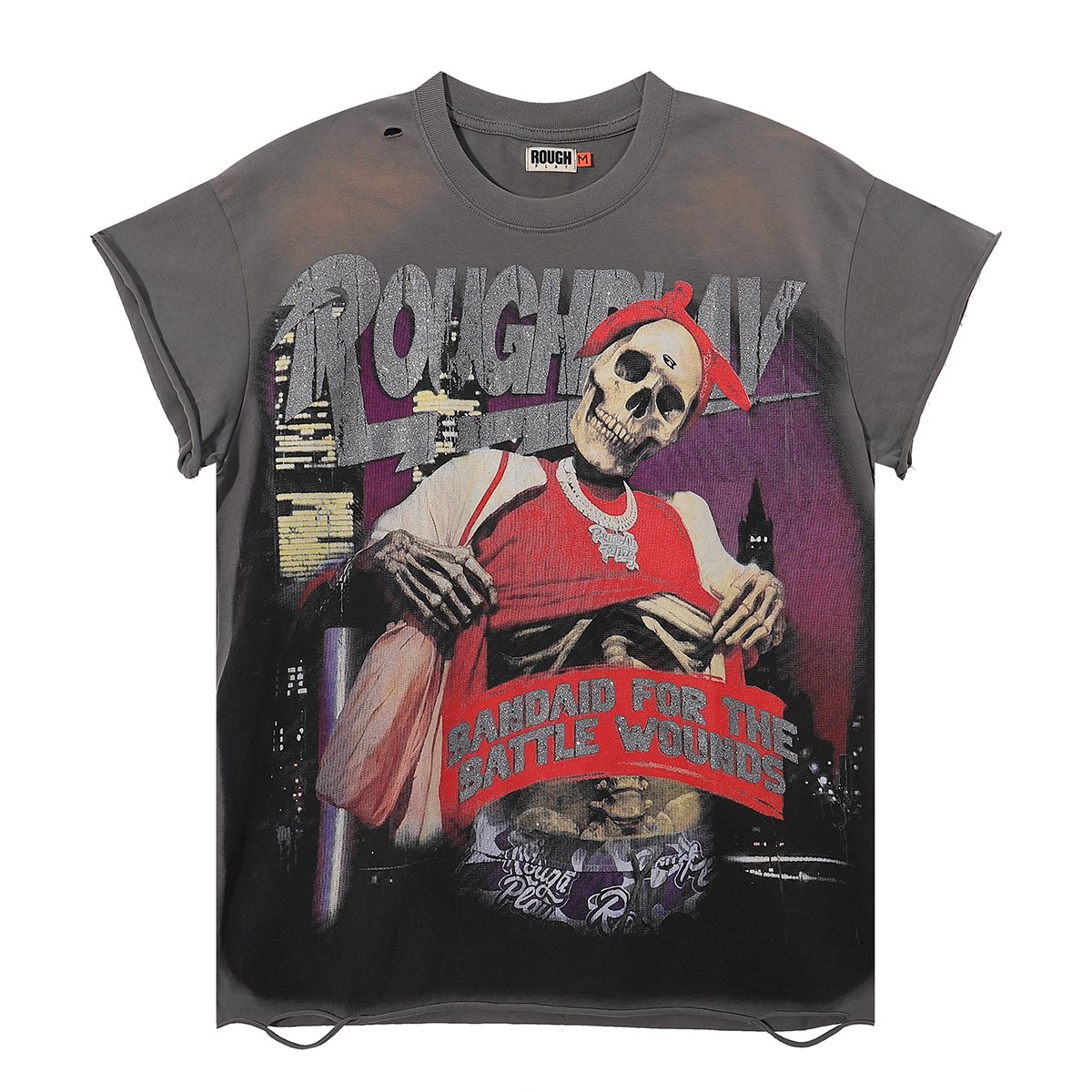 Rough Play Skull Globe Sleeveless T-Shirt